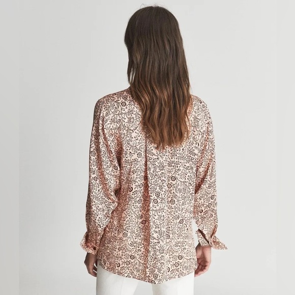 REISS Light Pink Ema Paisley Printed Shirt Button Front Blouse Size 6 or Small - Picture 15 of 15